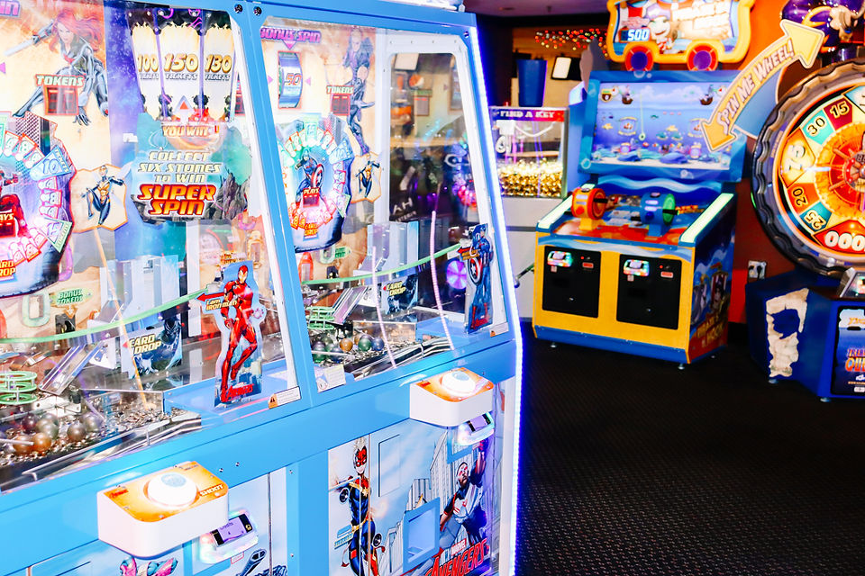 colorful arcade games at king's entertainment